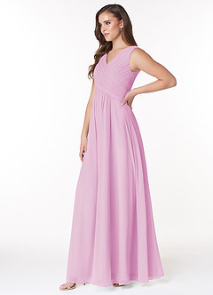 Azazie Flora Bridesmaid Dresses Candy Pink A-Line Pleated Chiffon Dress image3