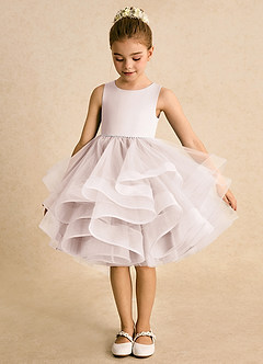 Azazie Tinie Blumenmädchenkleider Ballkleid Schleifen Tüll Kleid Blassrosa image5