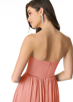 Azazie Morana Bridesmaid Dresses Coral A-Line Off the Shoulder Stretch Satin Convertible Dress image10