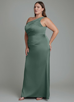 Azazie Akilah Brudtärnklänningar Klänning av Sjöjungfru i Stretch Satin One-shoulder Havsmossa image11