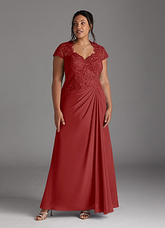 Azazie Junie Mère de la mariée Robes Robe Trapèze en Mousseline de soie Dentelle Rouille image7