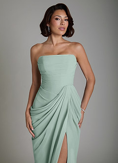 Azazie Nyra Robes de demoiselle d'honneur Robe Fourreau en Mousseline de soie Corset Agave image5
