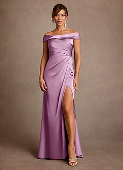 Azazie Bedford Kleider für die Brautmutter Etui Plissee Stretch-Satin Kleid Blauregen image1