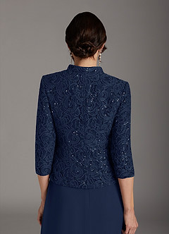 Azazie Cornelia Mother of the Bride Dresses Dark Navy Sheath Square Neckline Sequins Chiffon Dress image10