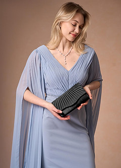 front Conjunto de sandálias envelope de cetim metálico combinando