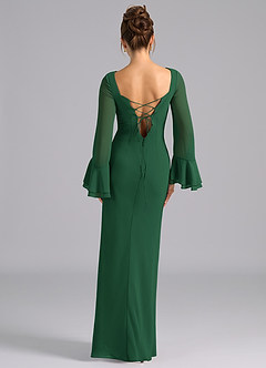 Azazie Leone Brautjungfernkleider Meerjungfrau-Linie Korsett Chiffon Kleid Dunkelgrün image6