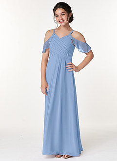 Azazie Dakota A-Line Off the Shoulder Chiffon Floor-Length Junior Bridesmaid Dress image5