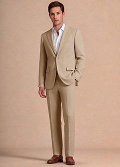 front Bennett Tan Traje de mezcla de lana