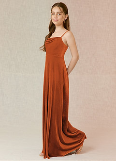 Azazie Solange Junior Burnt Orange A-Line Velvet Dress image3