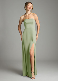 Azazie Wren Bridesmaid Dresses Dusty Sage A-Line Strapless Stretch Satin Convertible Dress image2