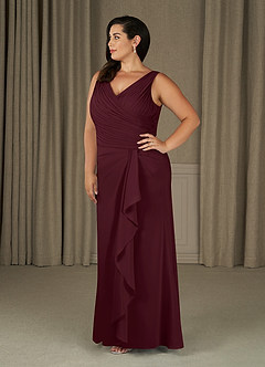 Azazie Evy Abiti per la Madre della Sposa Abito A-Line in Chiffon Elasticizzato Plissettato Cabernet image6