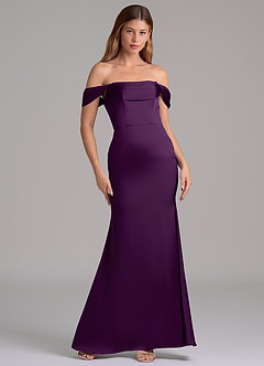 Azazie Miley Bridesmaid Dresses Grape Mermaid Off the Shoulder Stretch Satin Convertible Dress image6