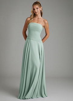 Azazie Layla Bridesmaid Dresses Agave A-Line Strapless Chiffon Dress image3