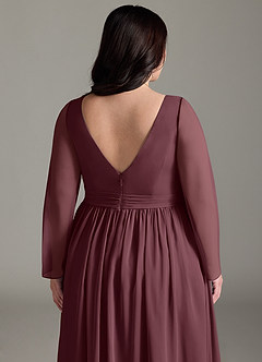 Azazie Teton Maternity Bridesmaid Dresses A-Line Long Sleeve Chiffon Floor-Length Dress image13