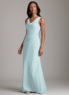 Azazie Linelle Bridesmaid Dresses Mist Mermaid Pleated Chiffon Dress image6