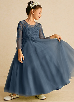 Azazie Precious Flower Girl Dresses Neptune A-Line Lace Tulle Dress image2