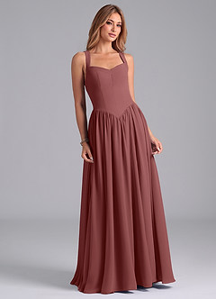Azazie Francis Brautjungfernkleider A-Linie Korsett Chiffon Kleid Amethyst image4