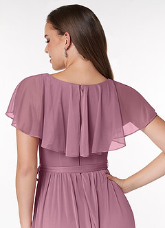Azazie Jael Bridesmaid Dresses Vintage Mauve A-Line V-Neck Mesh Dress image6