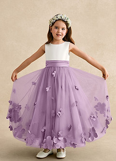 Azazie Vi Flower Girl Dresses Wisteria A-Line Sleeveless Tulle Dress image5
