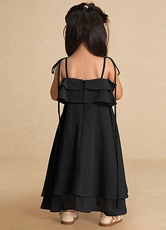 Azazie Temi Flower Girl Dresses Black A-Line Spaghetti Strap Chiffon Dress image9