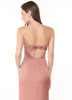 Azazie Leonis Bridesmaid Dresses Rosette Mermaid Pleated Stretch Satin Convertible Dress image10