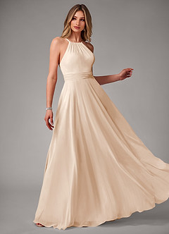 Azazie Amalia Bridesmaid Dresses White Alabaster A-Line Pleated Chiffon Dress image4