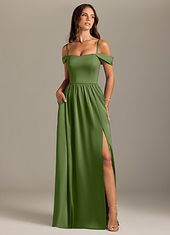Azazie Calianna Bridesmaid Dresses Juniper A-Line Off the Shoulder Stretch Satin Convertible Dress image5