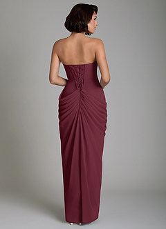 Azazie Nyra Abiti Prova a Casa Abito Tubino in Chiffon Corsetto Cabernet image2