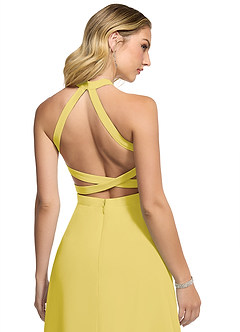 Azazie Clarice Abiti da Damigella Abito A-Line in Chiffon con Scollo Halter Canarino image5