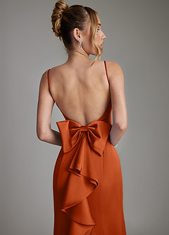 Azazie Zherra Bridesmaid Dresses Burnt Orange Mermaid Bow Stretch Satin Dress image7