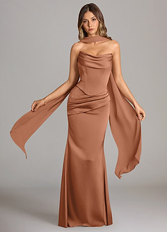 Azazie Sorrel Bridesmaid Dresses Bronzer Mermaid Strapless Stretch Satin Convertible Dress image1
