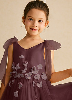 Azazie Minia Flower Girl Dresses Sangria A-Line Bow Matte Satin Dress image4