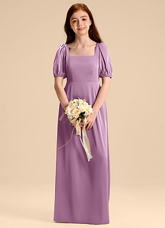 Azazie Briar Junior Abito A-Line in Raso Elasticizzato Fiocco Glicine image1