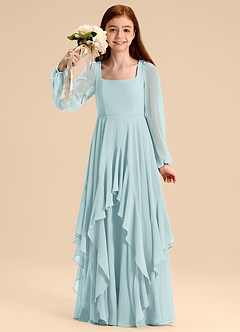 Azazie Clara Junior Abito A-Line in Chiffon Blusa Sea Glass image1