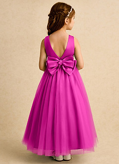 Azazie Lior vestidos de niña de las flores Vestido de Fucsia de Tul de Princesa con Plisado image5
