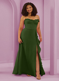 Barbie ♥ Azazie Bridesmaid Dresses Olive A-Line Sweetheart Neckline Chiffon Dress image10