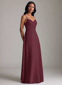 Azazie Kali Bridesmaid Dresses Cabernet A-Line Pleated Chiffon Dress image3