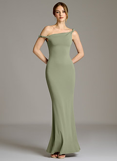 Azazie Shantal Bridesmaid Dresses Pistachio Mermaid Off the Shoulder Premium Stretch Jersey Dress image3