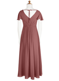 Azazie Peony Junior Abito A-Line in Chiffon Plissettato Rosa Del Deserto image7