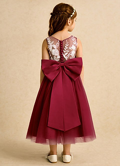 Azazie Sundae Robe Demoiselle D'honneur Fillette Robe Princesse en Dentelle Bourgogne image2