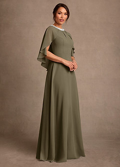 Azazie Winnifred Vestidos para mãe da noiva Vestido Salgueiro Verde de Chiffon de Linha A com Frisado image2