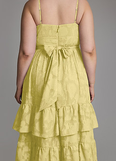Azazie Nathalia Bridesmaid Dresses Canary A-Line Bow Floral Burnout Dress image14
