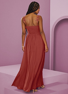 Barbie ♥ Azazie Abiti da Damigella Abito A-Line in Chiffon Plissettato Terracotta image14