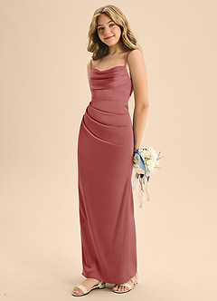 Azazie Mai Junior Antique Rose Sheath Sweetheart Neckline Stretch Satin Dress image1