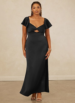 Christian Siriano Bridal for Azazie 1005 Bridesmaid Dresses Black Sheath Sweetheart Neckline Stretch Satin Dress image12