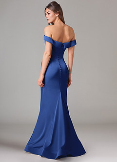 Azazie Everly Bridesmaid Dresses Royal Blue Mermaid Off the Shoulder Stretch Satin Convertible Dress image5