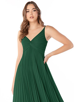 Azazie Raychelle Abiti da Damigella Abito A-Line in Chiffon con Scollo a V Verde Scuro image5