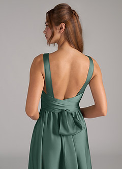 Azazie Kora Brautjungfernkleider A-Linie Plissee Stretch-Satin Kleid Eukalyptus image2