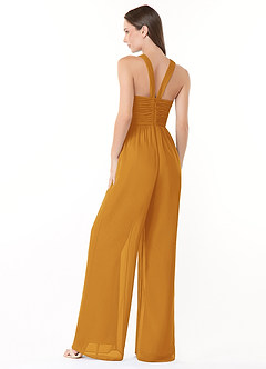 Azazie Berdie Bridesmaid Dresses Butterscotch Halter Chiffon Jumpsuit image4
