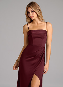 Azazie Aretha Bridesmaid Dresses Cabernet A-Line Strapless Stretch Satin Convertible Dress image2